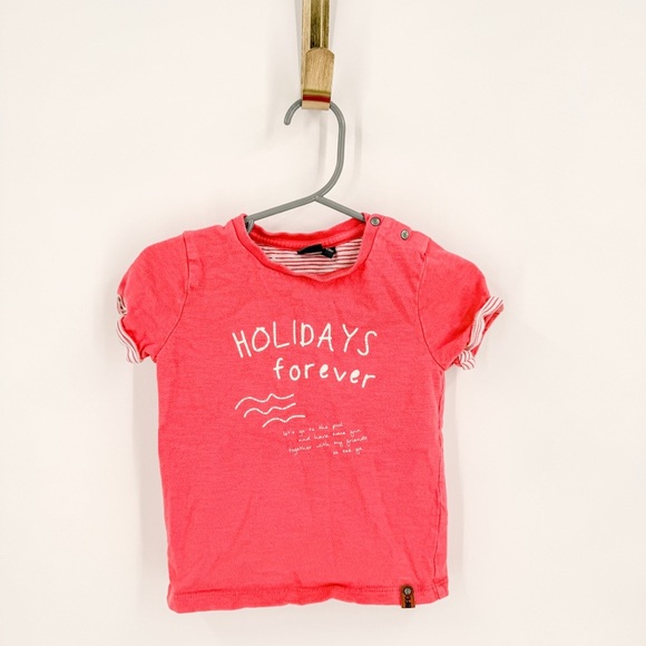 Red Short Sleeve Tee with Holidays Forever Print - Picture 1 of 3